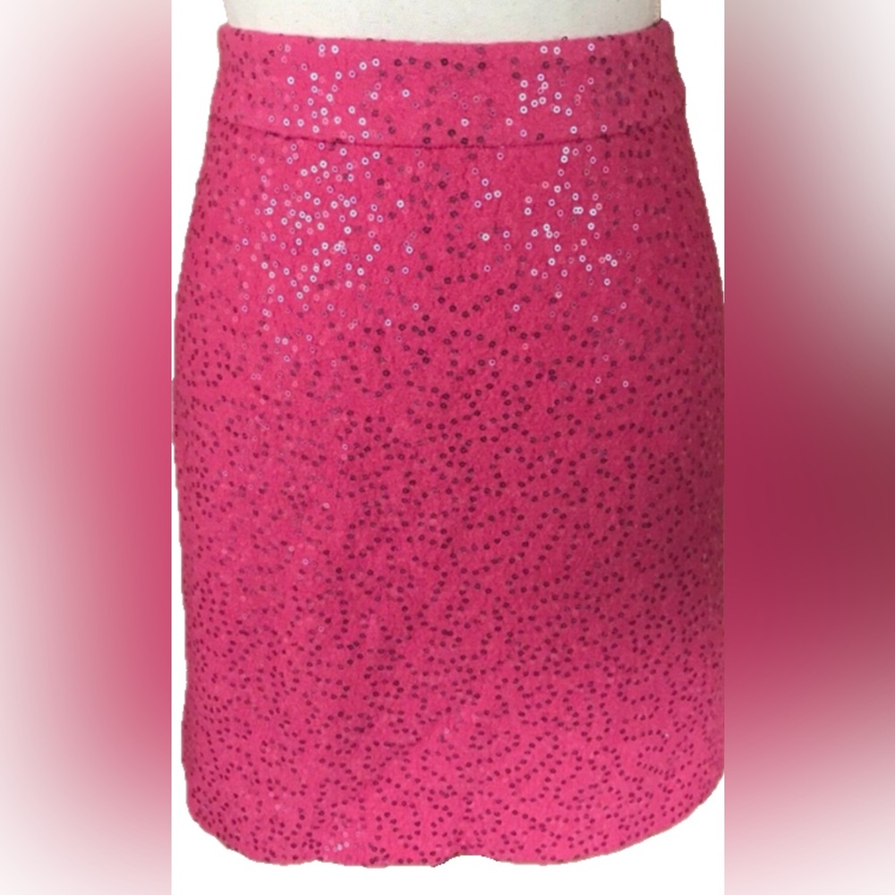 LOFT EUC Pink Sequin Party Skirt Size 4 Barbiecore Sparkle